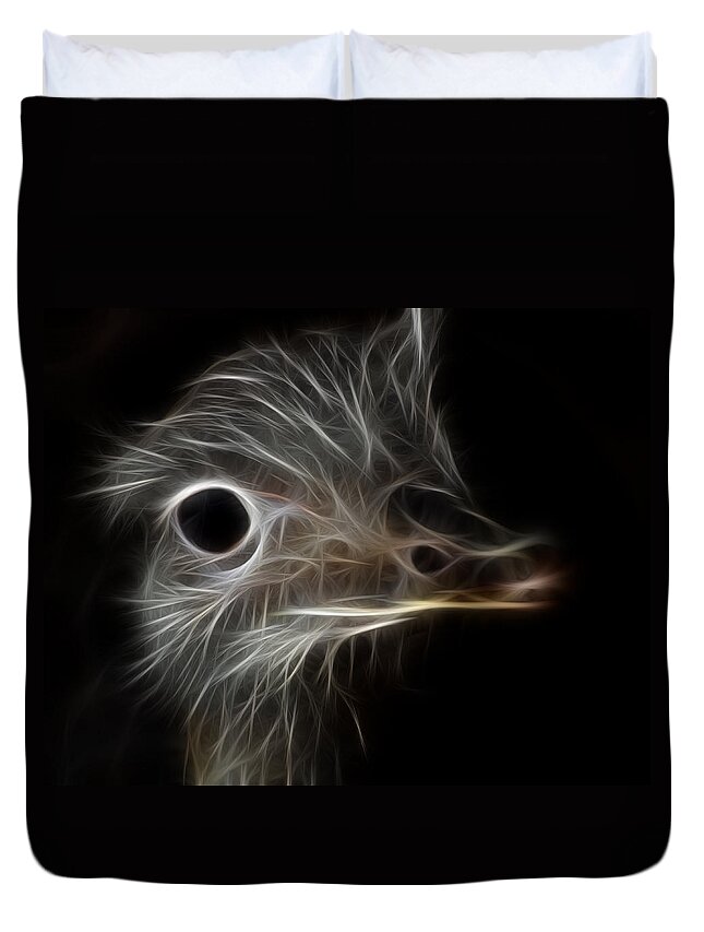 Ostrich Fractalius Duvet Cover featuring the photograph Ostrich Fractalius by Maggy Marsh