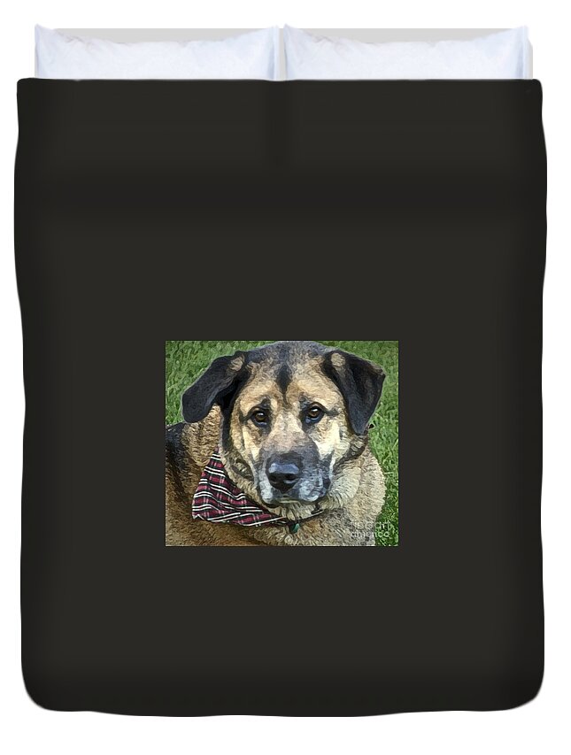 Shepherd Mix Duvet Cover featuring the photograph Our Goofy by Gwyn Newcombe