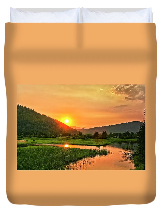 Hope - Id Duvet Cover featuring the photograph Pack River Delta Sunset by Albert Seger