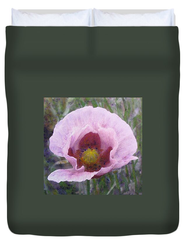 Poppy Duvet Cover featuring the painting Pale Pink Poppy by Richard James Digance