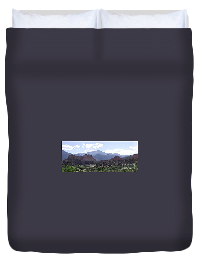 Panorama Duvet Cover featuring the photograph Panoramic Garden of The Gods by Michelle Welles