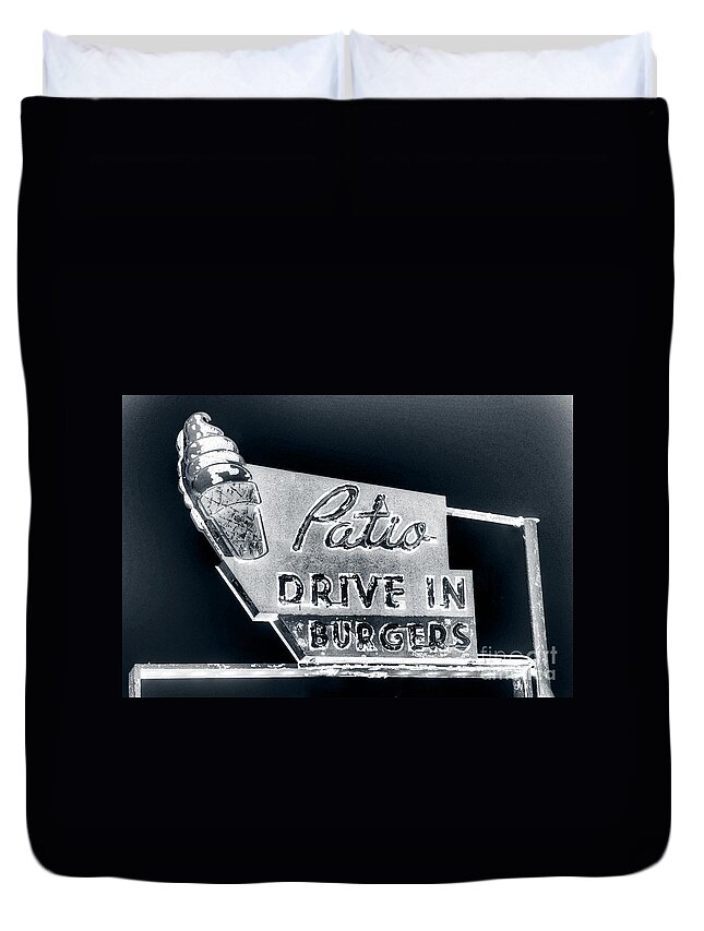 Ice Cream Duvet Cover featuring the photograph Patio Drive-In Sign by Jim And Emily Bush