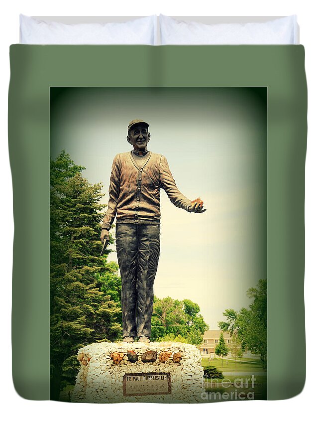 Father Paul Dobberstein Duvet Cover featuring the photograph Paul Dobberstein Founder of The Grotto of The Redemption Iowa by Susanne Van Hulst