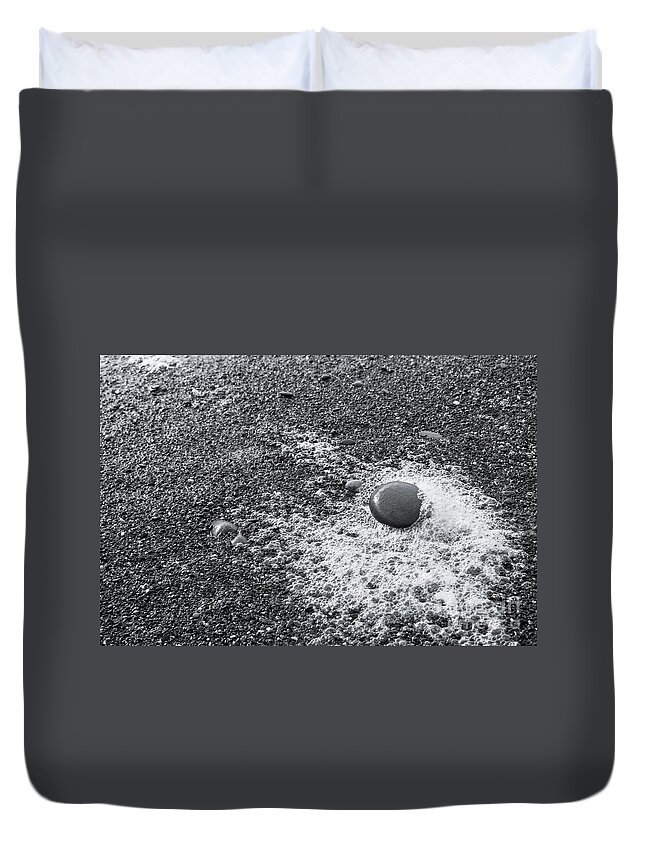 Pacific Duvet Cover featuring the photograph Pebble on foam by Olivier Steiner