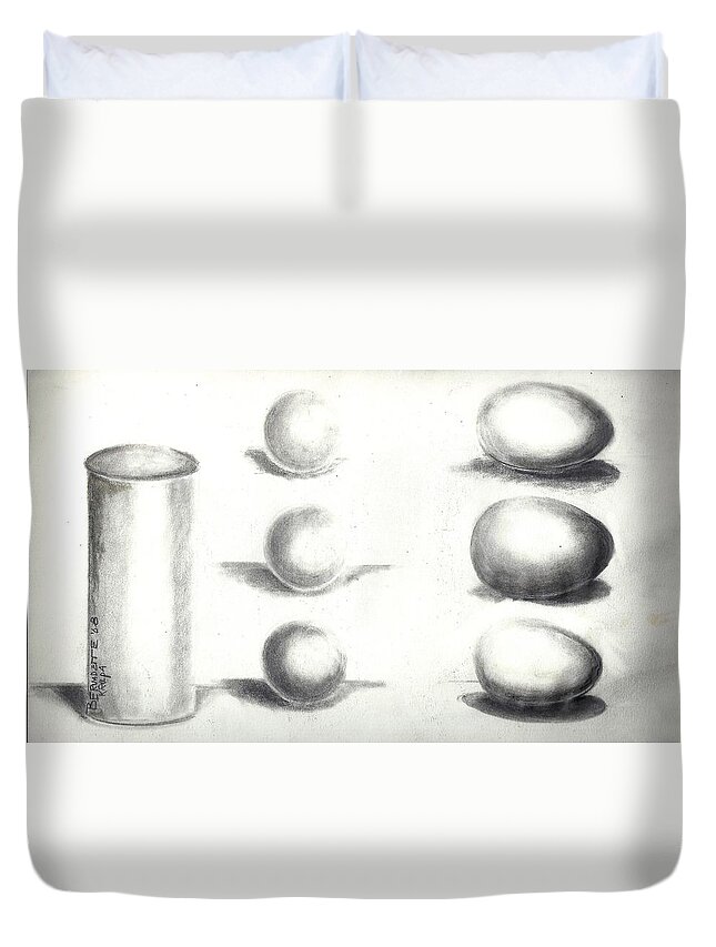 Vase Duvet Cover featuring the painting Pencil Shadows by Bernadette Krupa