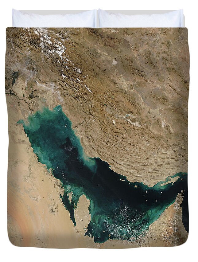Moderate Resolution Imaging Spe Duvet Cover featuring the photograph Persian Gulf Satellite Image by Nasa