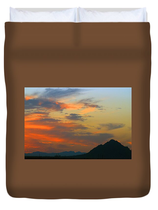 Pinnacle Peak Duvet Cover featuring the photograph Pinnacle Peak Sunset by Tam Ryan