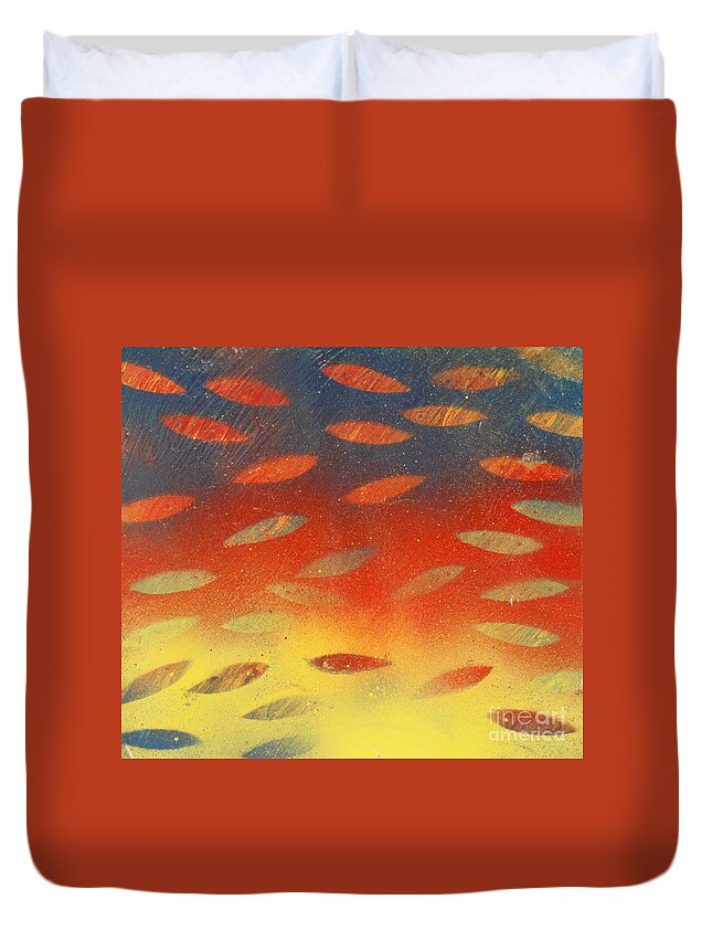 Paint Duvet Cover featuring the painting Playing Colorful Games by Elizabeth Harshman