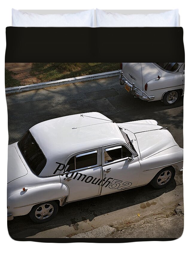Cuba Duvet Cover featuring the photograph Plymouth 52. Cuba by Juan Carlos Ferro Duque
