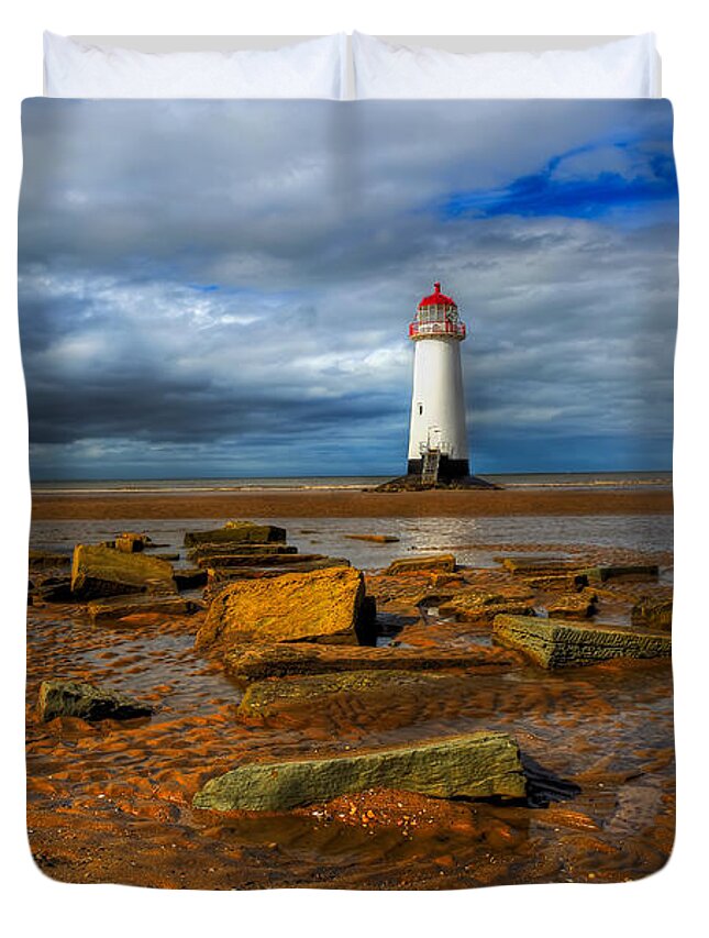 Talacre Beach Duvet Cover featuring the photograph Point Of Ayr Beach by Adrian Evans