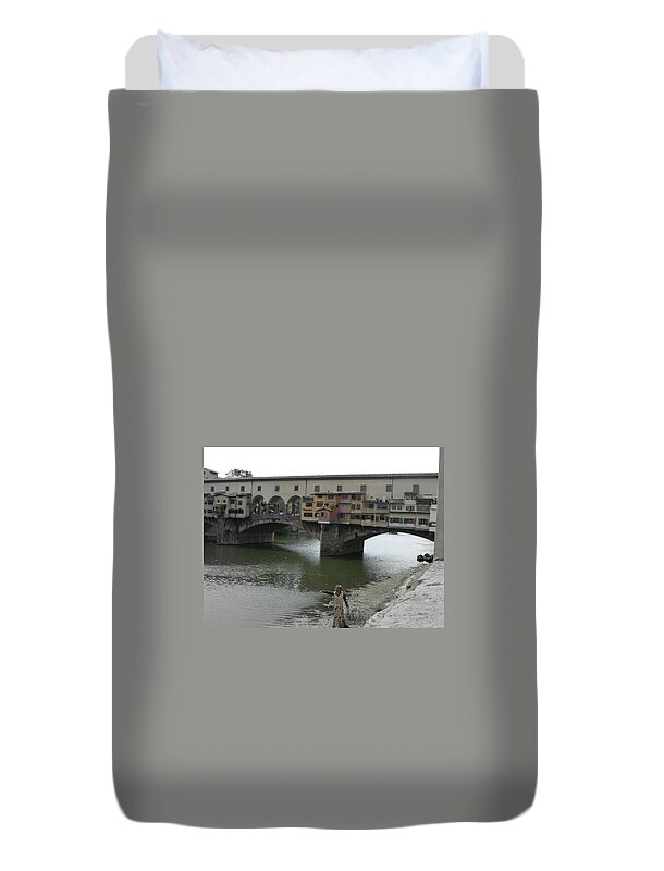 Arno River Duvet Cover featuring the photograph Ponte Vecchio by Laurel Best