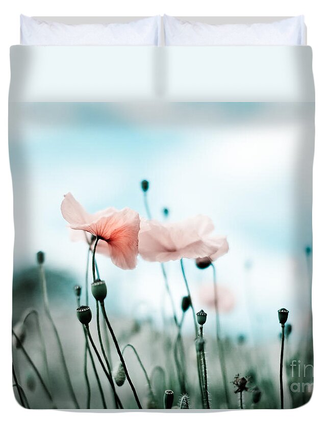 Poppy Duvet Cover featuring the photograph Poppy Flowers 02 by Nailia Schwarz