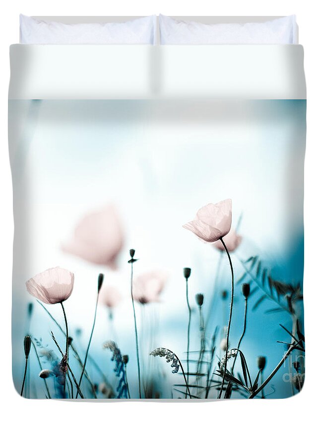 Poppy Duvet Cover featuring the photograph Poppy Flowers 11 by Nailia Schwarz