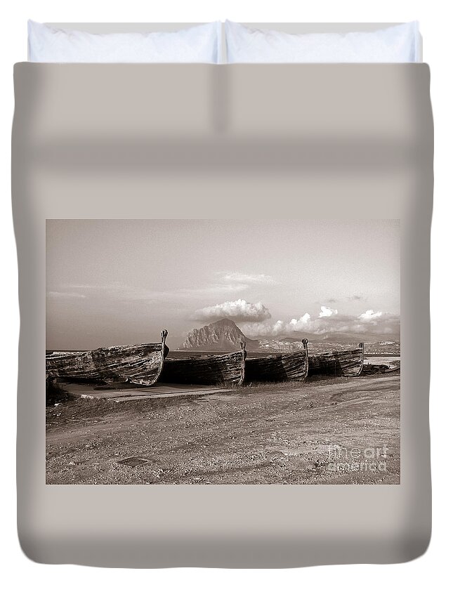 Old Port Of Trapani Duvet Cover featuring the photograph Abandoned Port Of Trapani by Silva Wischeropp