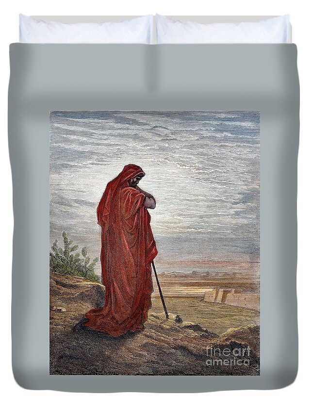 Amos Duvet Cover featuring the drawing Prophet Amos #1 by Gustave Dore