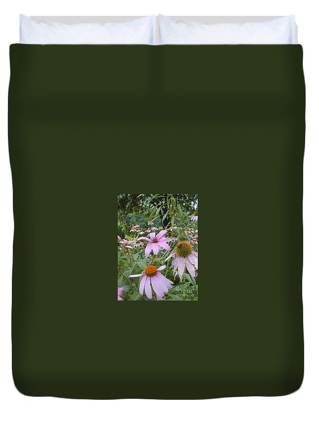 Flowers Duvet Cover featuring the photograph Purple Coneflowers by Vonda Lawson-Rosa