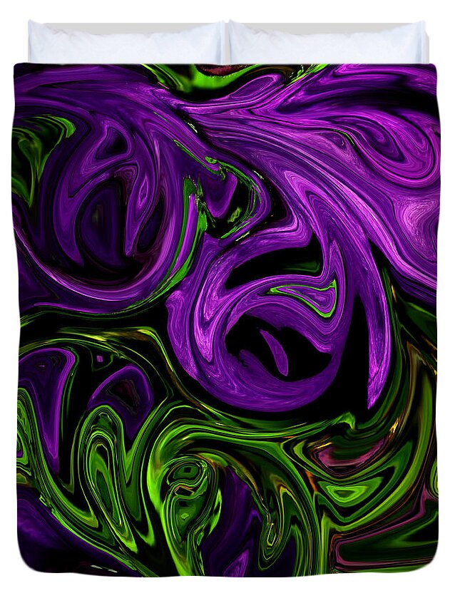 Abstract Duvet Cover featuring the photograph Purple Transformation by Karen Harrison Brown