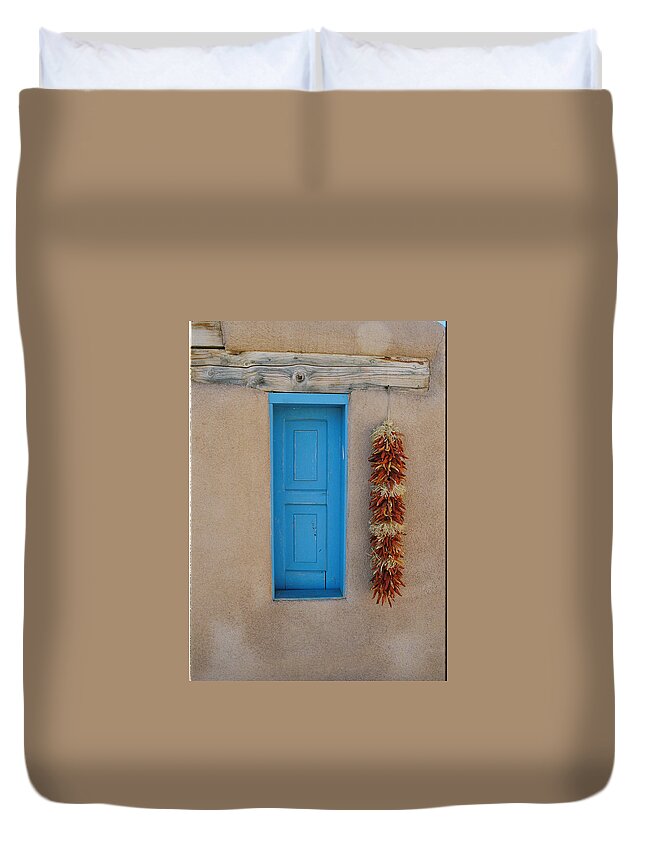 Taos Duvet Cover featuring the photograph Ranchos de Taos Wall by Ron Weathers