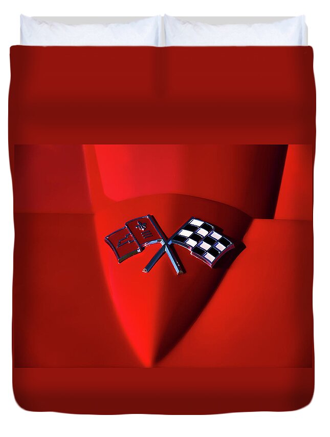 Red Duvet Cover featuring the digital art Red Stingray Badge by Douglas Pittman