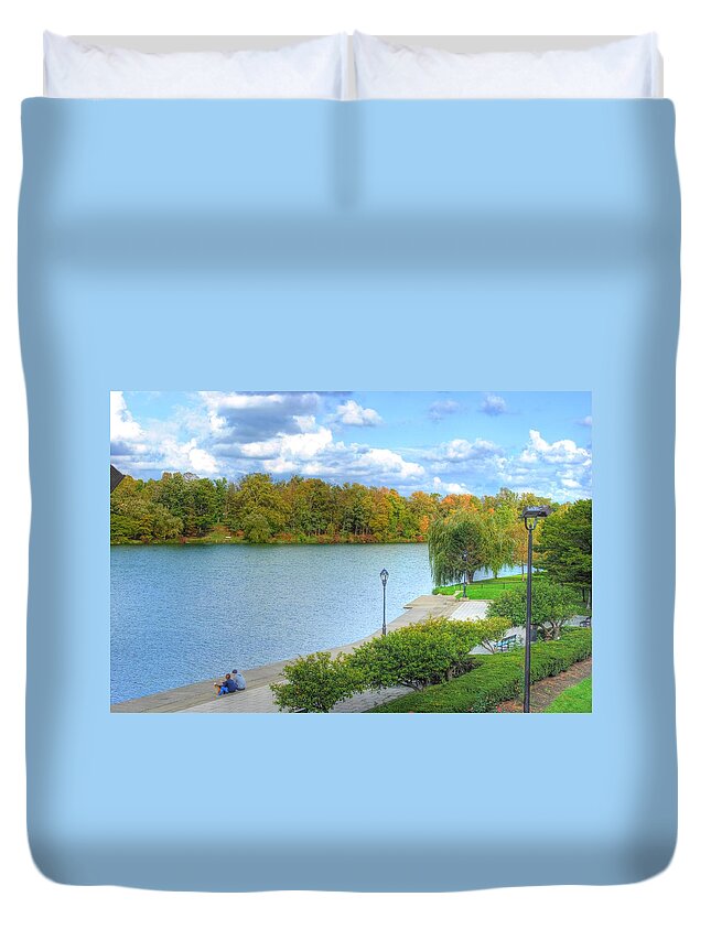  Duvet Cover featuring the photograph Relaxing at Hoyt Lake by Michael Frank Jr