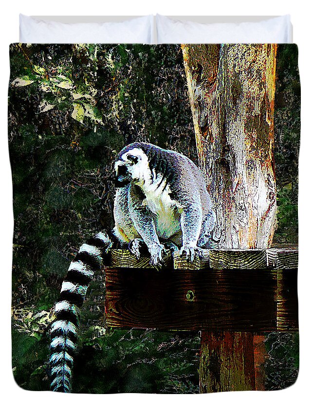 Lemur Duvet Cover featuring the photograph Ring-Tailed Lemur by Susan Savad