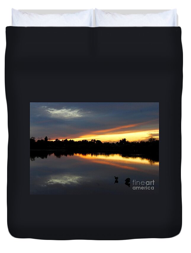 Sunset Duvet Cover featuring the photograph Riparian Sunset by Tam Ryan