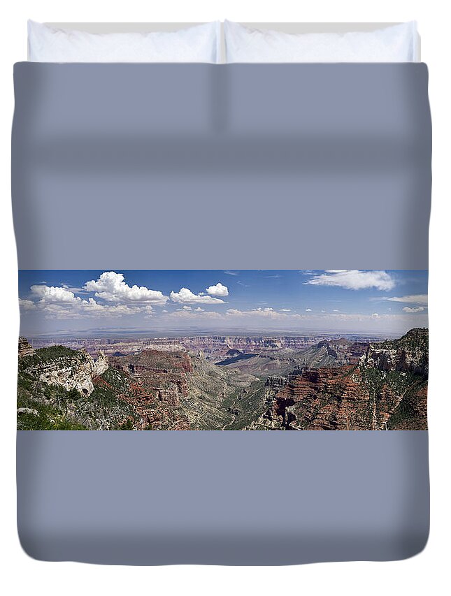 Arizona Duvet Cover featuring the photograph Roosevelt Point Grand Canyon panorama by Gary Eason