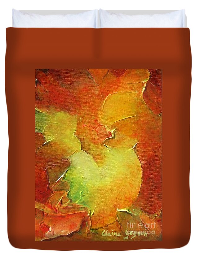 Abstract Duvet Cover featuring the painting Rooster by Claire Gagnon