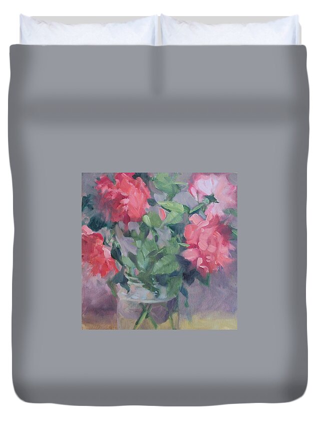 Roses Duvet Cover featuring the painting Roses by Margaret Aycock