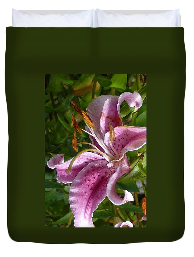 Lily Duvet Cover featuring the photograph Rubrum Lily by Carla Parris