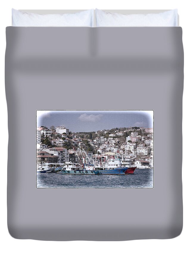 Istanbul Duvet Cover featuring the photograph Rumeli Kavagi by Joan Carroll