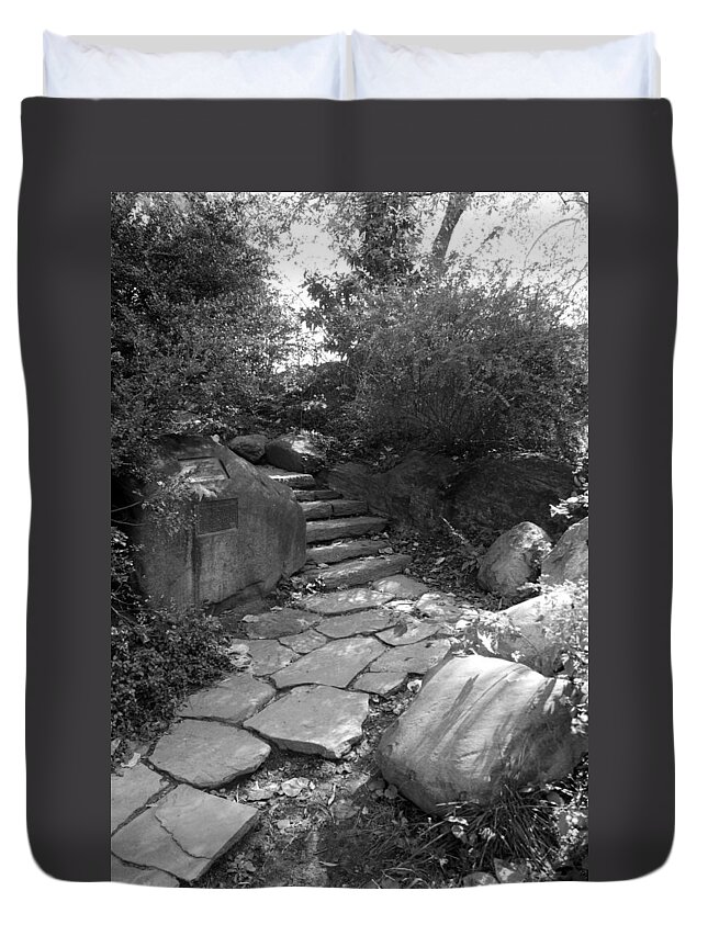 Black And White Duvet Cover featuring the photograph RURAL STEPS in BLACK AND WHITE by Rob Hans