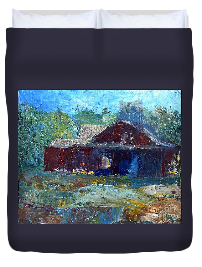 Barn Duvet Cover featuring the painting Rustic Barn by Claire Bull