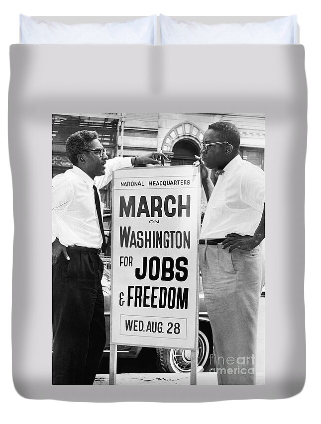 1963 Duvet Cover featuring the photograph Rustin And Robinson, 1963 by Orlando Fernandez