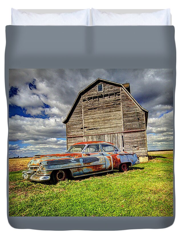  Duvet Cover featuring the photograph Rusty Old Cadillac by Peter Ciro