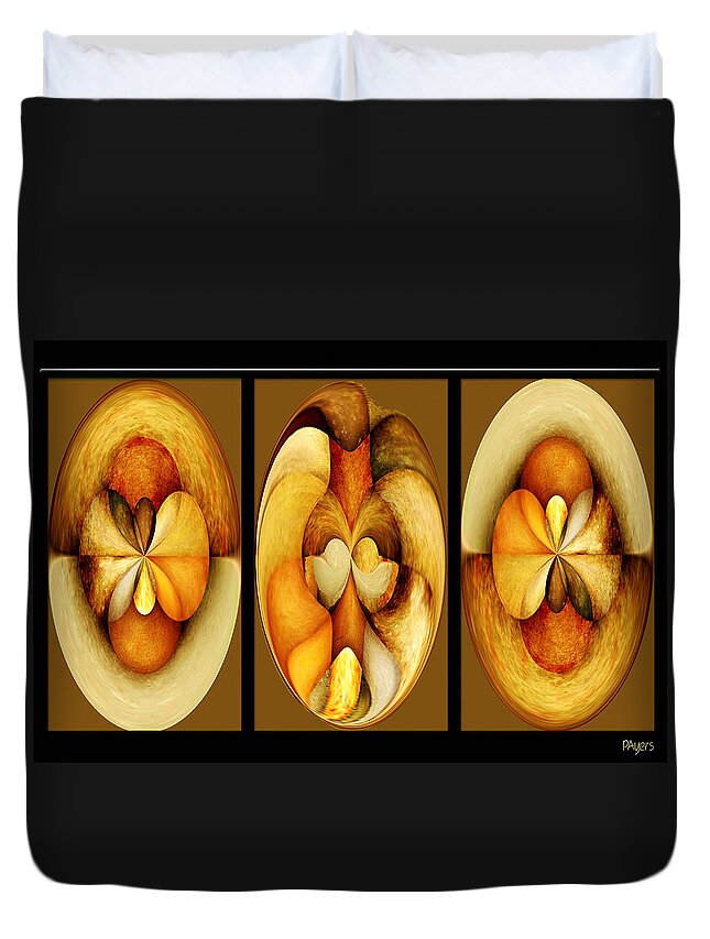 Paula Ayers Duvet Cover featuring the digital art Sanded Woods Triptych Dark by Paula Ayers