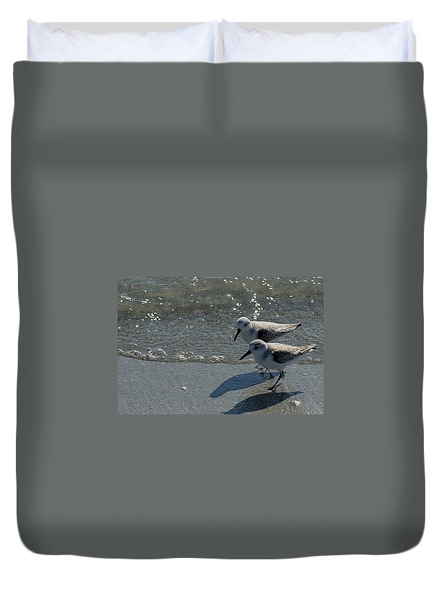 Sandpiper Duvet Cover featuring the photograph Sandpiper 5 by Joe Faherty
