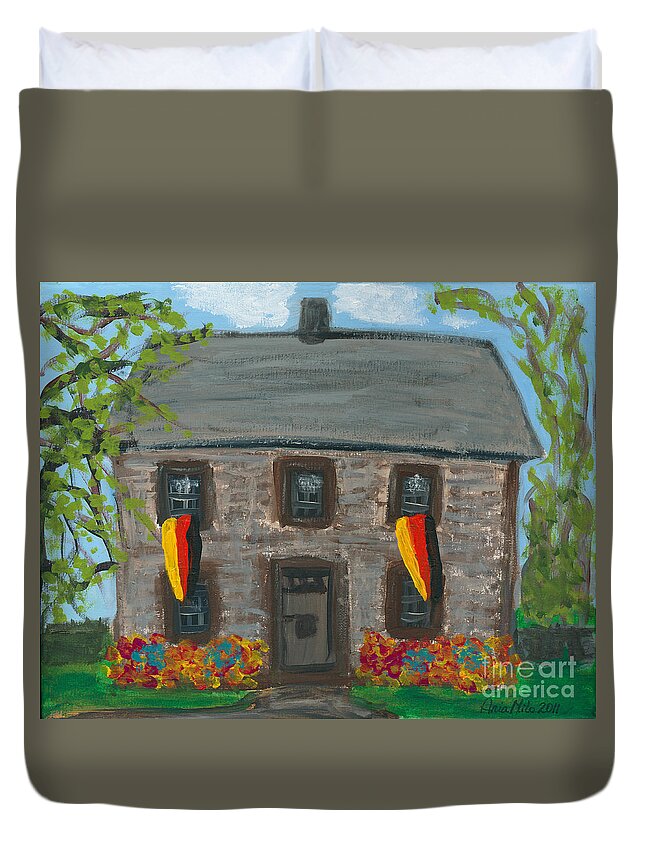 Schifferstadt Architectural Museum Paintings Duvet Cover featuring the painting Schifferstadt Architectural Museum II by Ania M Milo