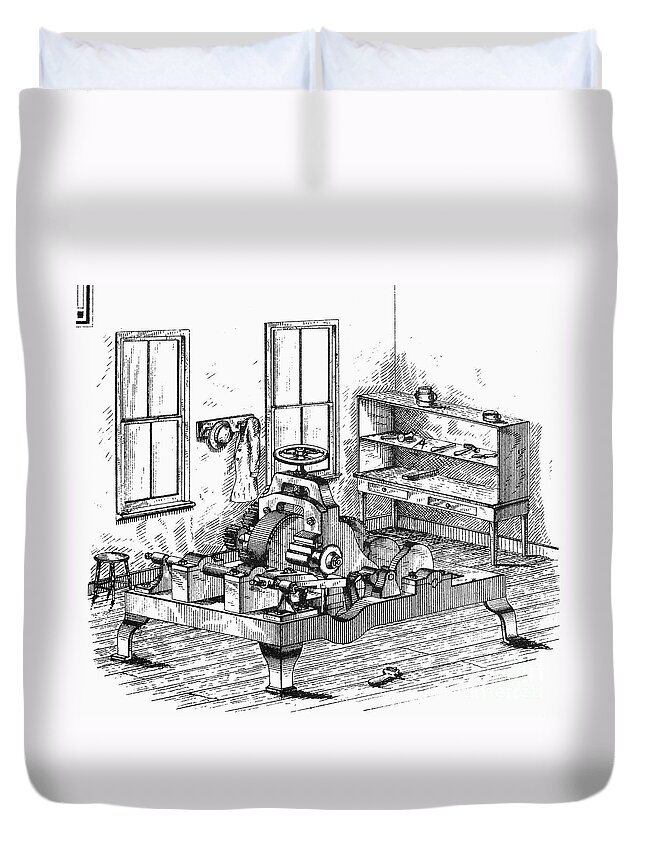 1850 Duvet Cover featuring the photograph Screw-making Machine by Granger