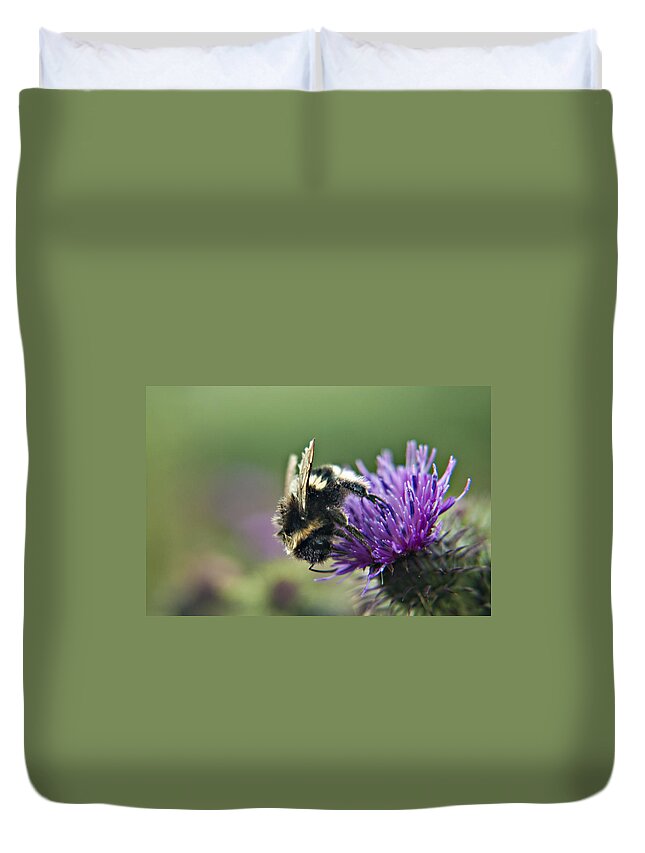 Bee Duvet Cover featuring the photograph Scrufy Old Bee by Vicki Field