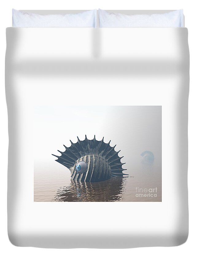 Sea Monsters Duvet Cover featuring the digital art Sea Monsters by Phil Perkins