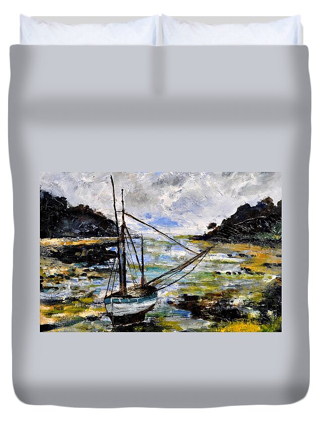 Seascape Duvet Cover featuring the painting Seascape 695232 by Pol Ledent