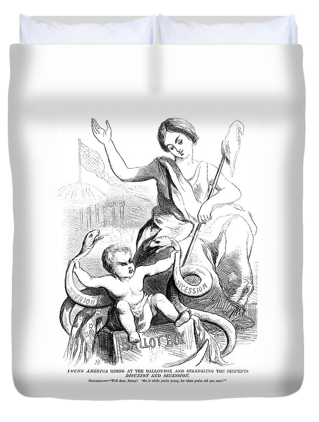 1860 Duvet Cover featuring the photograph Secession Cartoon, 1860 by Granger