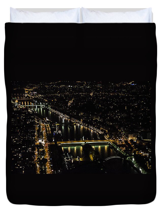 Paris Duvet Cover featuring the photograph Seine River Atop The Eiffel Tower by Marta Cavazos-Hernandez