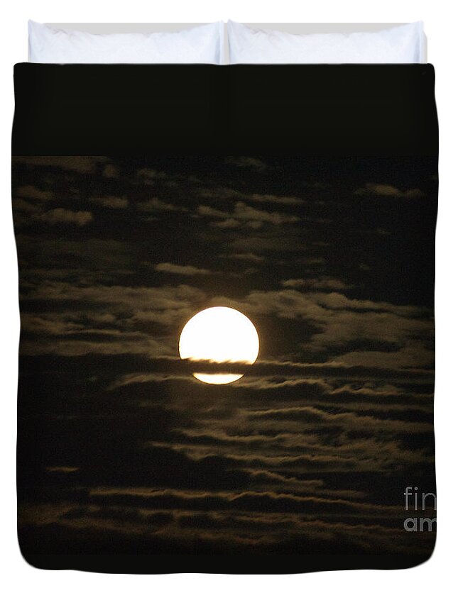 Moon Duvet Cover featuring the photograph Seneca Lake Moon by William Norton