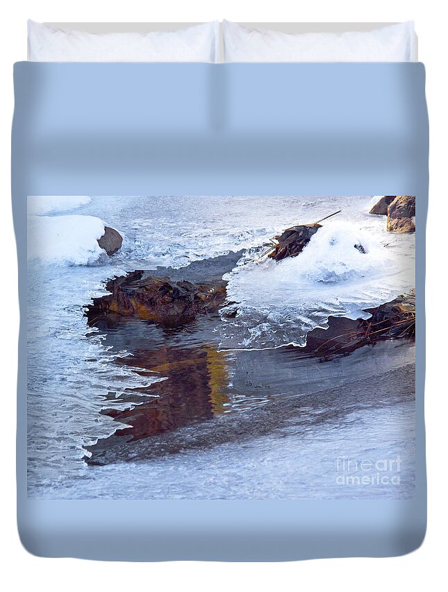 Ice Along Stream Duvet Cover featuring the photograph Serendipity in Ice by L J Oakes