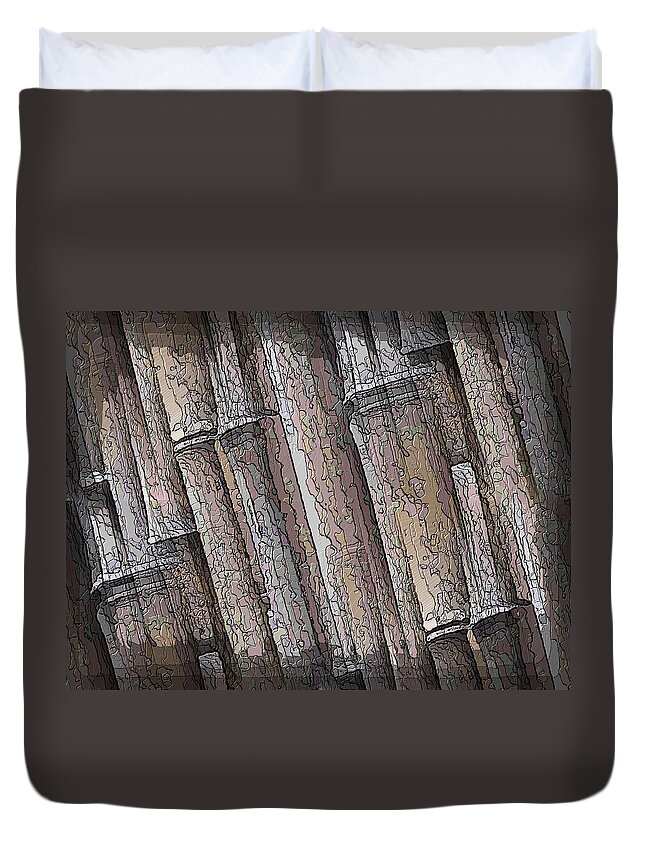 Bamboo Duvet Cover featuring the digital art Shades Of Bamboo by Tim Allen