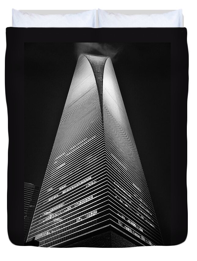 Shanghai World Financial Center Duvet Cover featuring the photograph Shanghai World Financial Center by Jason Chu