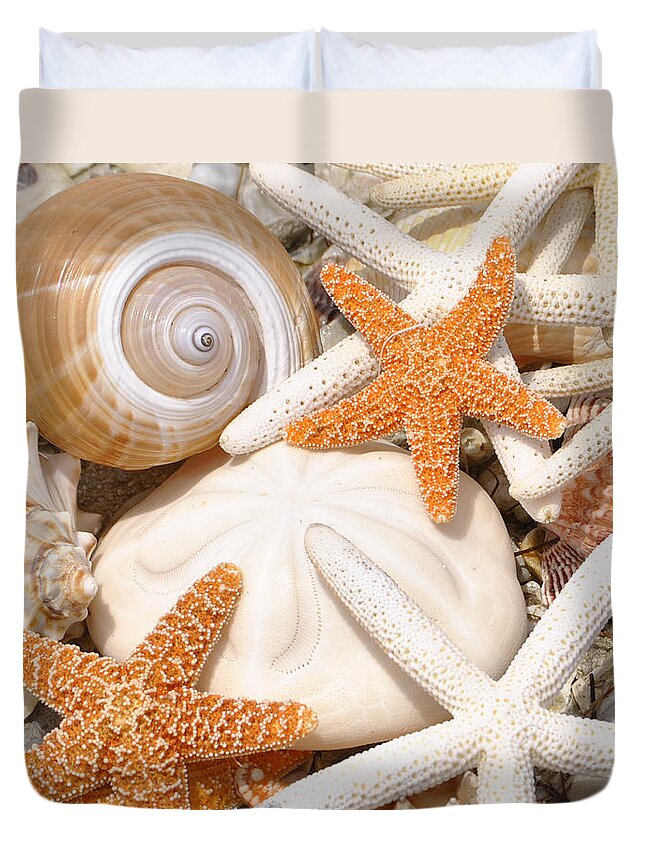 Sea Shells Duvet Cover featuring the photograph Shellebration by Maria Nesbit