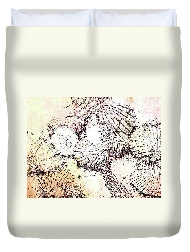 Shells Duvet Cover featuring the mixed media Shells by Lizi Beard-Ward